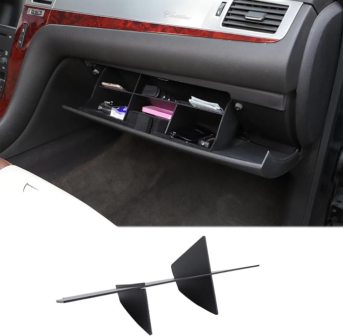 Car Glove Box Organizer Compatible with Cadillac Escalade 2007-2014 ABS Center Console Co-pilot Glove Storage Box Organizer Dividers Interior Insert Accessories 3PCS (Black)