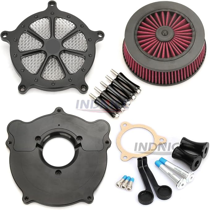For harley air cleaner filter Sportster Softail Touring street road king glide Dyna for harley davidson air intake filters (Black Speed 7 style -red filter, C-For Touring 08-16, Softail 16-17)