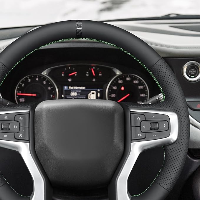 MEWANT Hand Sewn Steering Wheel Cover for Chevy Silverado 1500 Blazer Suburban Tahoe Chevy Silverado 1500 Accessories