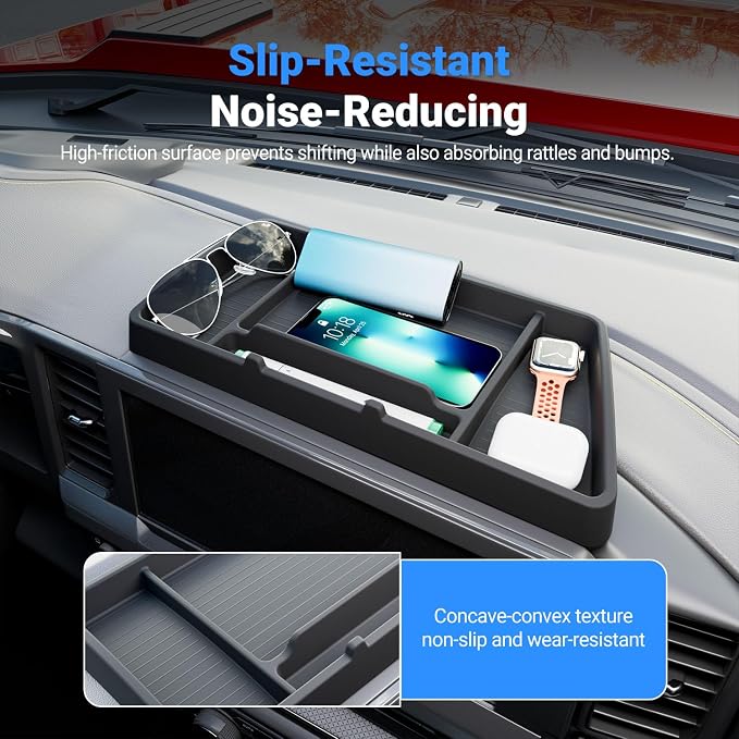 Dashboard Storage Organizer Compatible with 2022-2026 Chevy Silverado GMC Sierra 1500 2024-2026 2500HD 3500HD Silicone Storage Tray Replacement for 2022-2026 Chevy Silverado Accessories