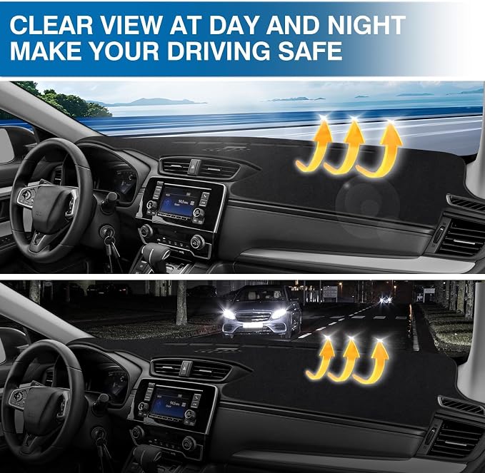 KUST Black Dash Cover for Honda CR-V CRV 2017-2022 Left Hand Driving Non-Slip Dashboard Cover Interior for CR-V CRV Accessories Custom Fit Dash Mat Sunshade Windshield Glare