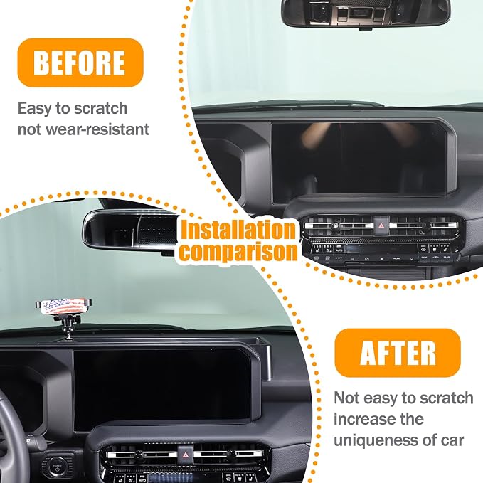 Center Console Dash Organizer Tray Compatible with Toyota Land Cruiser 250 Prado 2024 2025 2026 Navigation Screen Rear Insert Auxiliary Storage Box,Phone Holder Accessories (Style C)