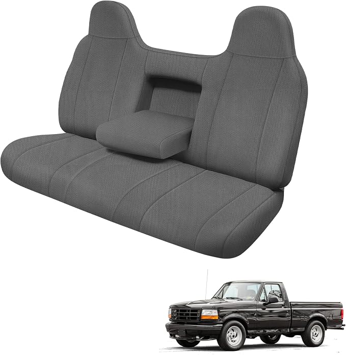 SAPUBK Front Bench Seat Covers Replace for 1993-1998 Ford Truck Regular, XCab and Crew Cab with Molded Headrests, Knitted Fabric Composite Soft Foam Lining Airmesh Breathable Seat Cover