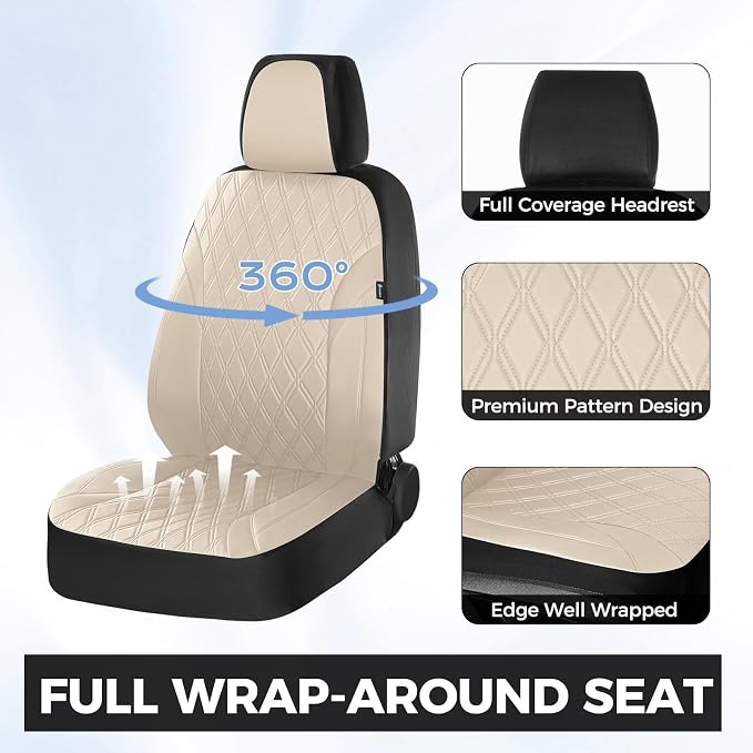 FLORICH Car Seat Covers Front Seat, Leather Seat Covers for Cars, Waterproof Car Seat Protector Breathable, Front Seat Covers for Cars, Automotive Seat Covers Universal Fit for Most Car SUV Truck