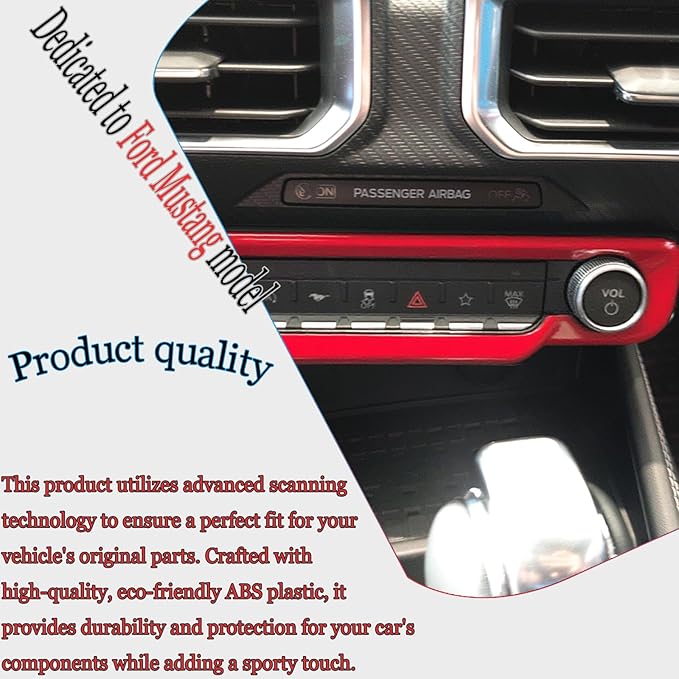 MUXEE A/C Control Panel Cover, for Ford Mustang 2024 2025 2026 - ABS Wine Red Dashboard AC Air Vent Outlet Sport Interior Trim Accessories