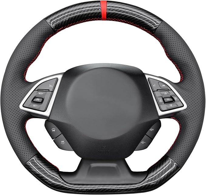 MEWANT for Camaro Steering Wheel Cover 2016-2024 Hand-Stitched for Chevy Camaro Car Steering Wheel Wrap