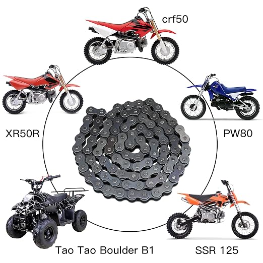 YOXUFA 420 Chain 102 Links for CRF50 XR50 PW80 SSR Tao Tao Coolster 110cc 125cc Pit Dirt Bike 4 Wheeler ATV Quad Kazuma Baja Ice Bear Lifan Kayo NST SDG 50cc 70cc 90cc Go Kart Motorcycle Parts