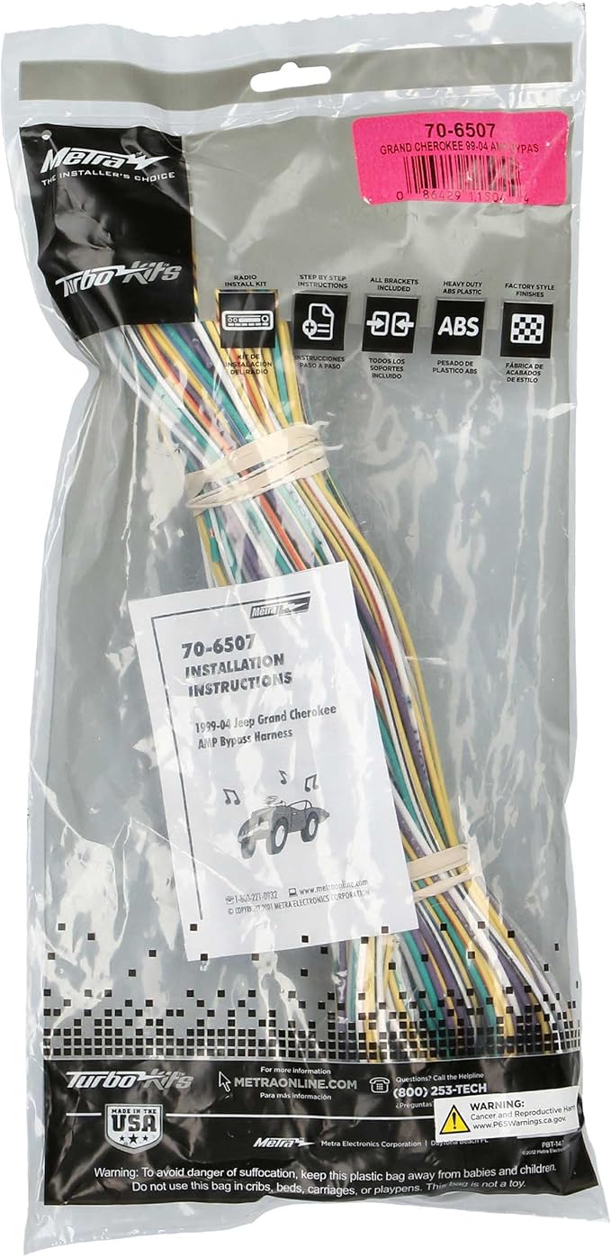 Metra 70-6507 Amplifier Bypass Harness for 1999-2004 Jeep Grand Cherokee