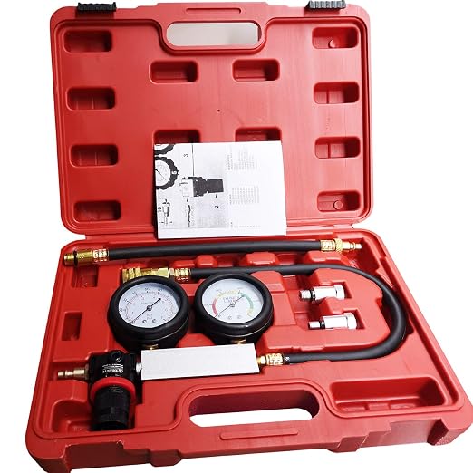 Cylinder Leak Down Tester,Compression Test kit - Engine Cylinder Dual Gauge Leakdown Tester kit Diagnostics Tool.