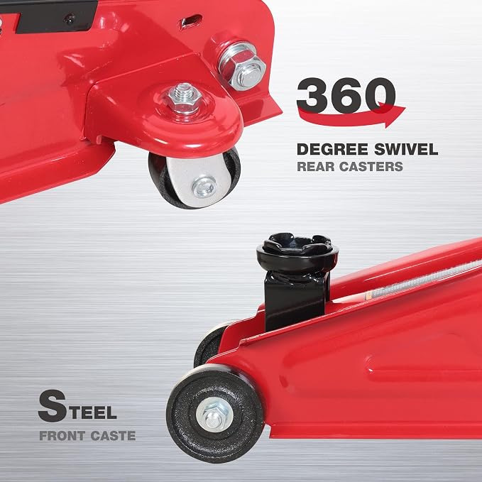 Big RED 2 Ton (4,000 lb.) Hydraulic Trolley Service Lift Jack/Portable Floor Jack with Special Slow Release and Blow Mold Carrying Storage Case