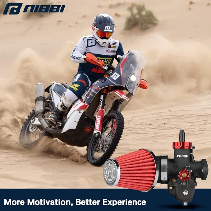 NIBBI PE26 Carburetor with 48mm Air Filters Kit,PE26mm FL Motorcycle Carb Fit for 150cc-200cc Dirt Bike Pit Bike Apollo TaoTao Lifan Kayo Honda SSR Motor