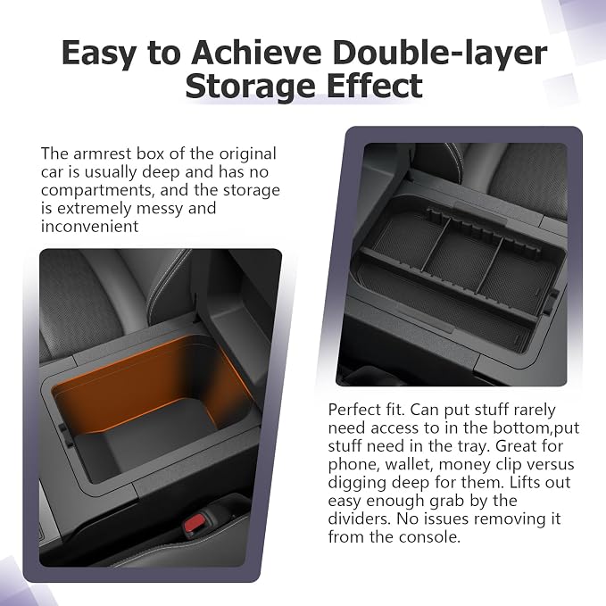 LUWU Land Cruiser 2024 2025 2026 Center Console Organizer Land Cruiser 1958/Base LC250 Accessories Armrest Organizer Tray Armrest Box w/Adjustable Part (NOT FOR First Edition Cool Box Chilled Console)