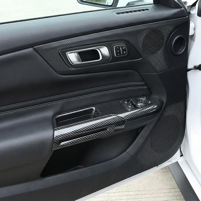 Carbon Fiber Window Lift Switch Panel Cover Compatible with Ford Mustang 2024 2025