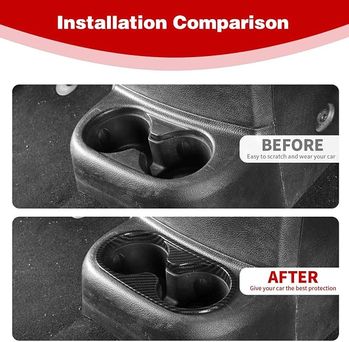 for Jeep JK Front Rear Cup Holder Trim Gear Shift Trim Cover Compatible with 2011-2017 Jeep Wrangler JK JKU Carbon Fiber Interior Accessories 4pcs