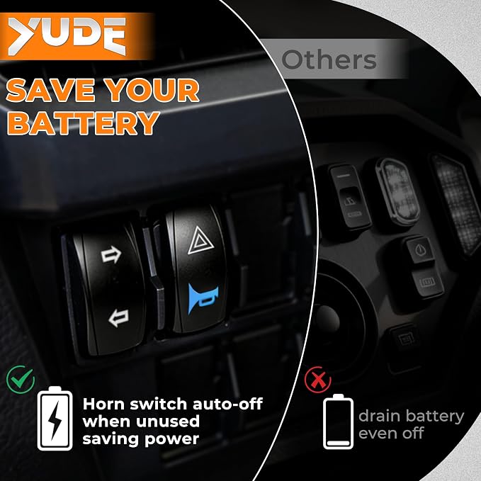 YUDE ATV SXS UTV Turn Signal Kit with 110dB Horn,Pre-Wired Blinker Kit with Rocker Switch,Plug and Play,Universal Street Legal Kit for Polaris Can-Am Kawasaki CFMOTO Yamaha 12V Golf Cart