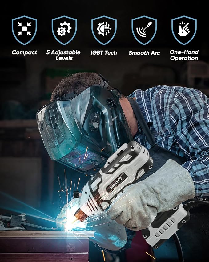 Saker Portable Welder Handheld Welding Machine with 5-Level Current Adjustment, IGBT ARC Welder Gun with 80 Welding Rods, 110V Plug & Play for DIY Home Garage Metal Welding