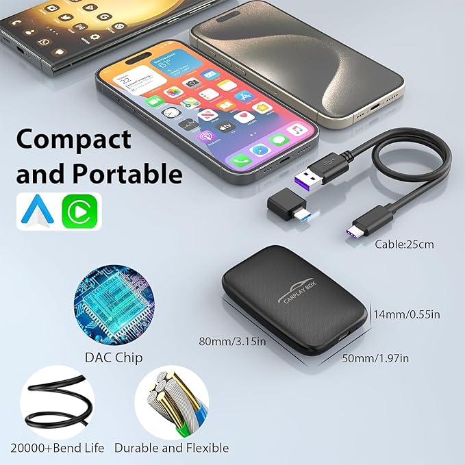 CarPlay Wireless Adapter & Android Auto Adapter,2025 Upgrade Convert Wired to Wireless CarPlay Adapter, Magic Video AI Box 3.0 Support YouTube Netflix TF Card Compatibility with iOS 10+/Android 11+
