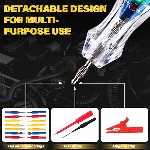 101PCS Automotive Test Light Probe Kit, 3-72V DC LED Digital Automotive Circuit Tester, Car Retainer Clips & Fastener Remover & Terminal Pin Removal Tool Set with Black Carrying Case