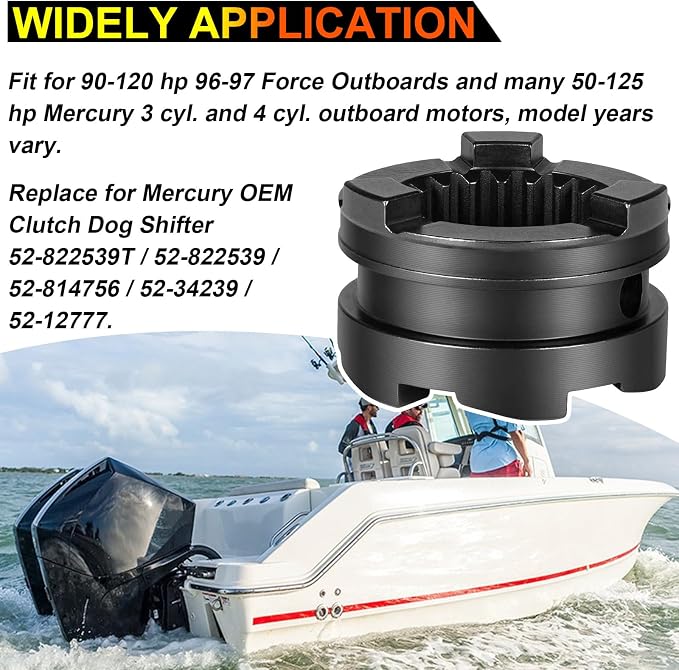 52-822539t Boat Motor Clutch Dog 3 Jaw Reverse, Replace for Mercury Clutch Dog Shifter, Fit for 90-120 hp, 96-97 Force Outboards, 50-125 hp Mercury 3 cyl. and 4 cyl. Outboard Motors