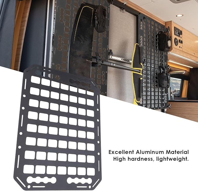 Molle Panel for Truck, 432 x 311 x 2mm Aluminum Side Bed Storage Panel Cargo Storage Organizer Tools Rack for Sedans SUVs Pickups RVs Trailers, Accessories