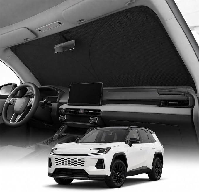 REEVAA 2026 3rd Pro Windshield Sunshade for SUVs/Sedans | M (64 × 32 Inches) | Dual-Layer Heat & Sun Defense, OEM Design | Foldable Sun Shade Car Accessories with Storage Bag