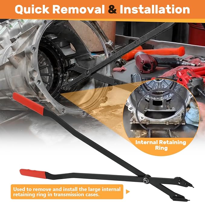 26" Internal Retaining Ring Pliers for GM 5L40 5L50 6L50 6L80 6L90 Transmission, Heavy Duty Large Snap Ring Pliers with Straight Tips, Extra Long Transmission Snap Ring Removal Tool