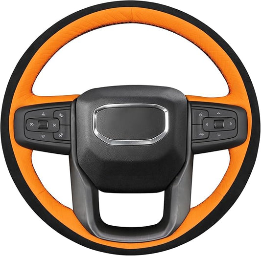 MEWANT Hand Stitch 3D Style Steering Wheel Protector Wrap Cover for GMC Sierra 1500 2019-2023/Sierra 1500 Limited 2022/Sierra 2500 2020-2024/Sierra 3500 2020-2024/Yukon 2021-2023
