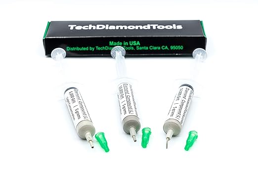 TechDiamondTools Kit of 3 Diamond Polishing Compound Polishing Paste USA Made 5000 14000 50000 Grit for Marble Glass Metal Rock Jewelry Resin Silver Gemstone with 10% of Diamond Powder