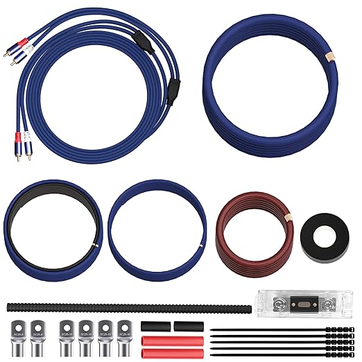 4 Gauge Complete Amp Wiring Kit, Premium Car Amplifier DIY Installation Kit, 1200W High Power CCA Cable with Fuse Holder& Full Accessories for Car Truck/RV/ATV Audio Systems Radio Subwoofer Speaker
