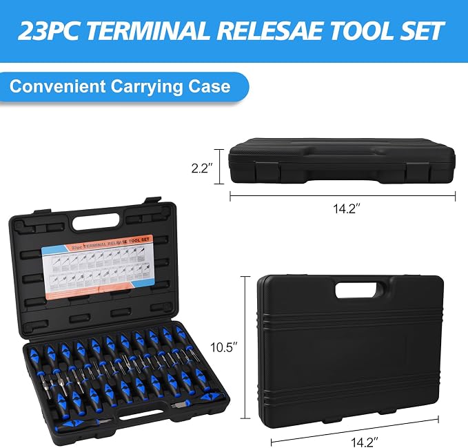 23PCS Universal Terminal Removal Tool Kit, Pin Electrical Terminal | Wire Connector Removal, Terminal Release Electrical Connector Removal Tool Kit for American Domestic and Imported Vehicles
