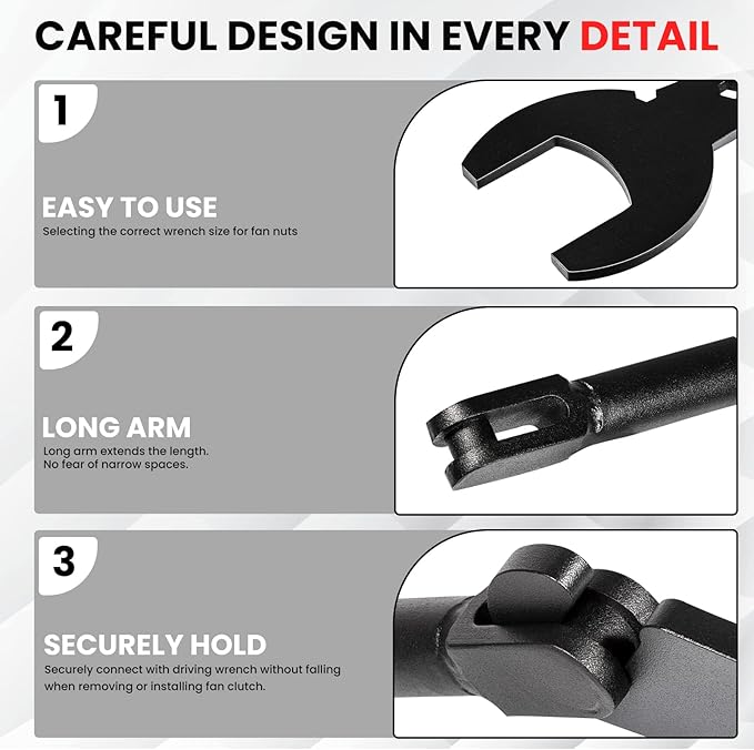 8PCS Pneumatic Fan Clutch Wrench, 43300 Fan Clutch Removal Tool Kit, Auto Repair Gear Assisted Positioning Tool Compatible with Ford GM Jeep Chrysler