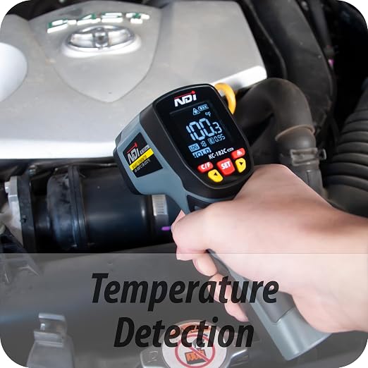 NDI High-Precision Infrared Thermometer Temperature Gun, -58℉ to +2372℉, Multi-Purpose for Cooking, Steel Smelting, Automotive Engine Repair, HVAC IRT Gun with Adjustable Emissivity