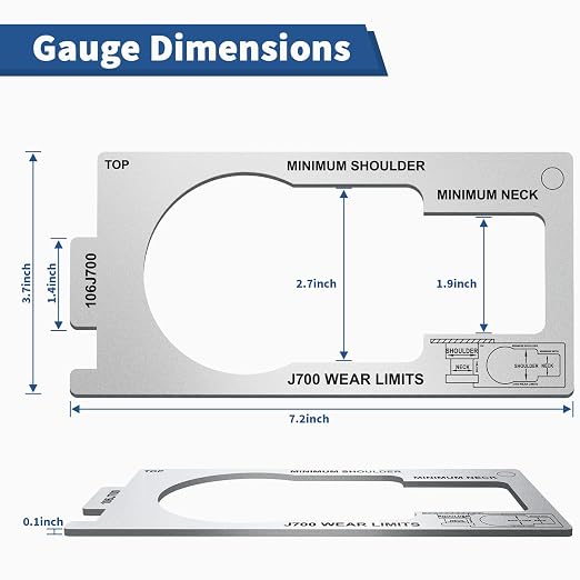 King Pin Gauge Tool, Fifth Wheel King Pin Checker Complies with SAE J700 Standard for Wear, Height & Squareness Measurement, Prevent Trailer Accidents,Silver