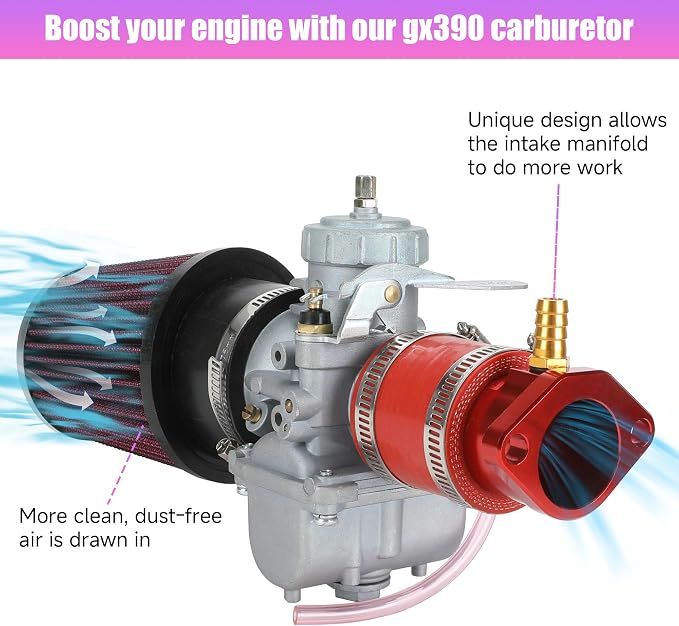 Performance VM34 Carburetor Exhaust Pipe Muffler Stage 2 Kit Replacement for Predator 420 301cc GX390 GX340 GX270 13Hp 15Hp Engine Mini Bike Go Kart Cart Lawnmower Water Pump Parts