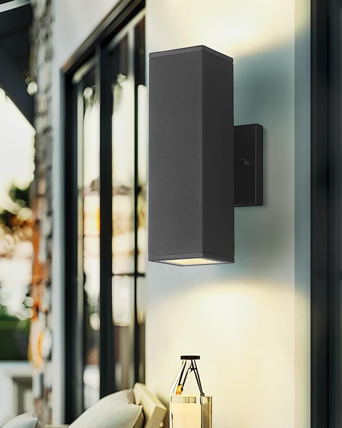 Ken & Ricky Outdoor Wall Lights, Modern Outdoor Light Fixture, Aluminum Waterproof, Black Up and Down Outdoor Porch Light with Glass Cover, KR3324-W-1PK