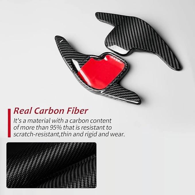 T-carbon Real Carbon Fiber Paddle Shifter Extension Cover Compatible with BMW 1 2 3 3GT 4 5 5GT 6 7 Series 2 Estate X1 X3 X4 X5 X6 M5 Z4 i8 2011-2024 Steering Wheel Paddle Interior Accessories,Black
