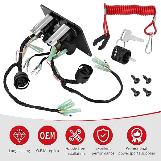 JAVIK 12V Dual Engine Key Switch Panel Twin Switch with Choke Switches and Engine Alarm Buzzer for Yamaha Outboard Engines O.E.M# 6K1-82570-08-00 6K1-82570-13-00