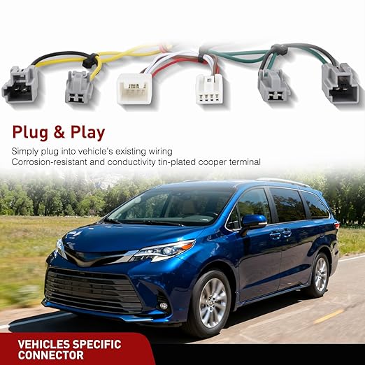 Nilight 4 Pin Trailer Wiring Harness Kit 56106 Vehicle Standard 4 Way Connector Custom for 2011 2012 2013 2014 Toyota Sienna, 2015 2016 2017 2018 2019 2020 Sienna SE Simple Fit Tow Hitch Harness