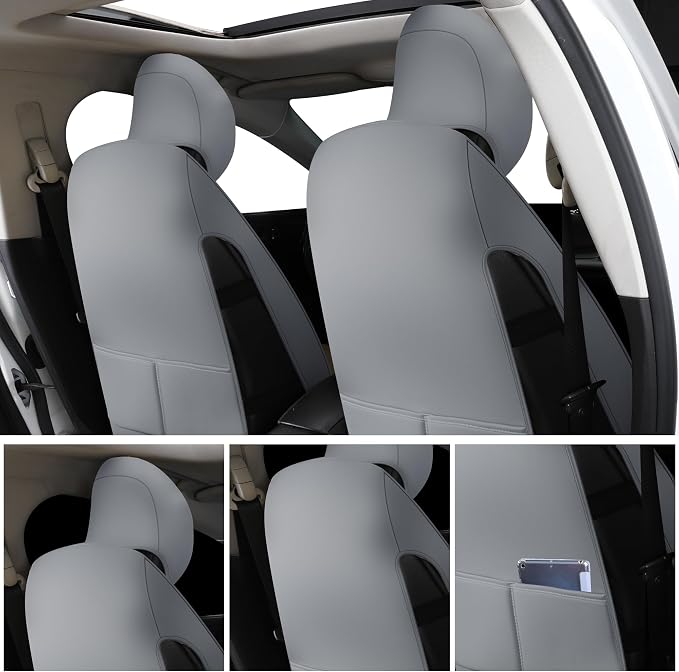 GXT Custom Car Seat Covers Compatible for Ford Fusion 2013-2018, Front Rear Waterproof Car Seat Covers, Odorless Leatherette Full Set Custom Seat Covers(Grey)