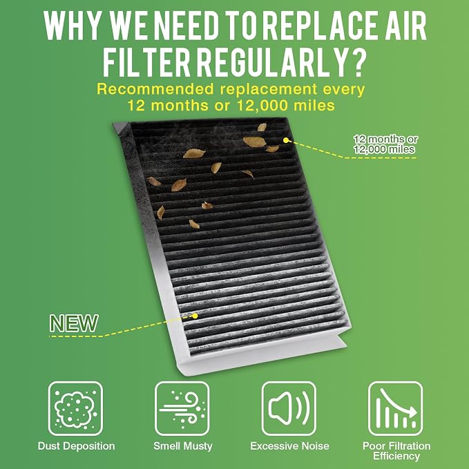 Cabin & Engine Air Filter Fit for Ford Mustang 2023, 2015-2017 3.7L, 2015-2022 2.3T, 2015-2022/2024 5.0L Activated Carbon Cabin Filter Replace#CF12152 CA11958 Car Accessories