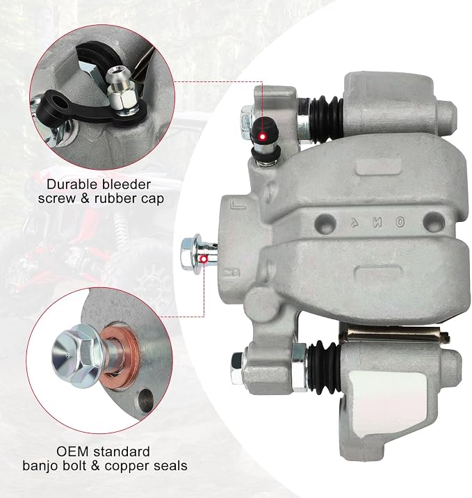 M MATI Rear Left Brake Caliper & Sintered Pad Kit for Honda Pioneer 1000 Talon 1000 1000X 1000R SXS1000 2016-2023 with Sintered Pad Kit 43150-HL4-A01 43150-HL6-A01