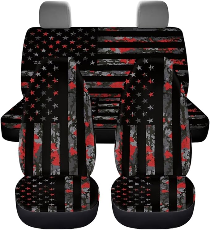Dreaweet Hunting Camo Car Seat Covers Full Set for Men,Car Steering Wheel Cover,Seat Belt Pads,Armrest Cover,Cup Holder Coasters,Handbrake Cover with Gear Shift Knob Cover,12 Pcs Set