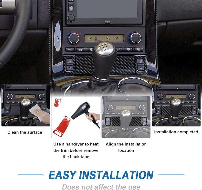 Real Carbon Fiber Center Control Seat Heating Button Panel Trim Compatible with Corvette C6 2005-2013, Interior Decor Sticker Accessories