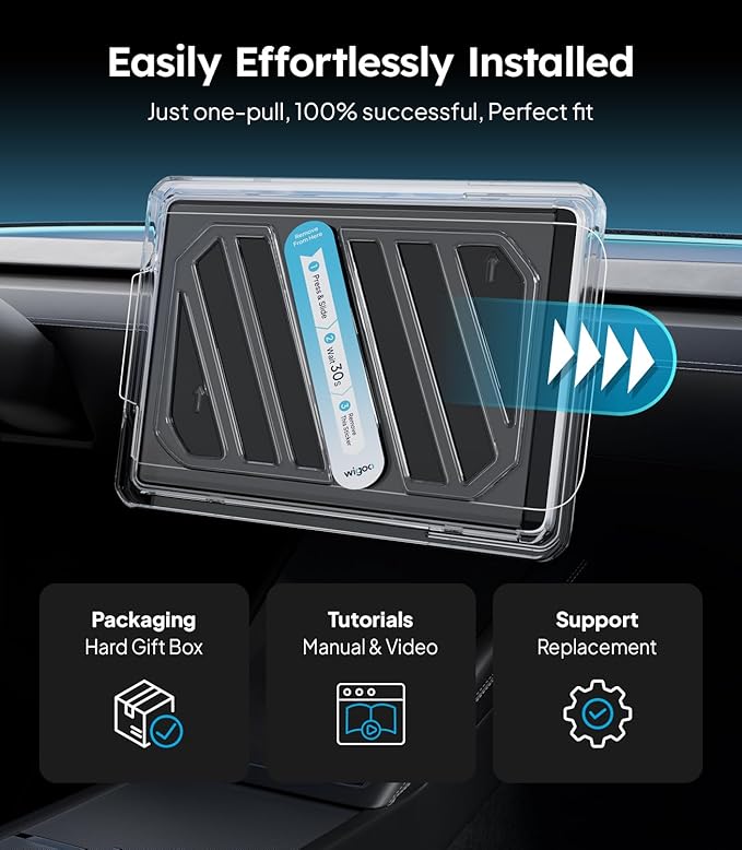 Wigoo Tesla Model 3 (2024~2026) & Model Y Premium 2025 Screen Protector Matte [No Glare & Fingerprint] Model 3/Model Y Premium 2025 Accessories, 15.4" Tempered Glass Protector with Alignment Kit