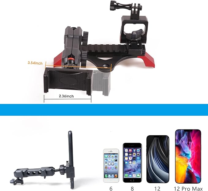 sukemichi Phone Mount for Bronco, Multifunctional Dash Cell Phone Holder Mount Camera Mount for Ford Bronco Accessories 2021-2026 2 Door 4 Door, 360° Adjustable Cell Phone Holder for NATO Rail