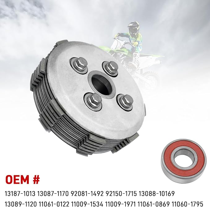 Clutch Kit & Friction Steel & Inner Hub & Pressure Plate for Kawasaki KX80 KX85 KX100 KX112 1998-2024 OEM# 13088-1016 13089-1120
