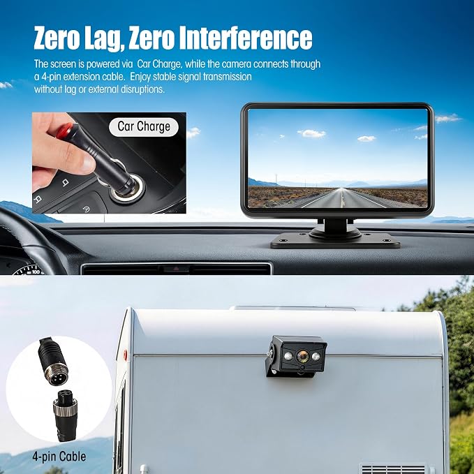 Wired Backup Camera System, 7.03" DVR IPS Touchscreen with AHD IP69K Water/Dust Proof Rear Camera for Skid Steer, Vibration-Proof 20G for Hitching, Tractor, Truck, Heavy Equipment, AYT103