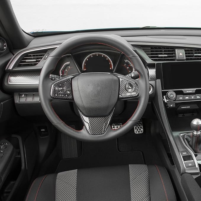 Carbon Fiber Steering Wheel Cover Compatible with Honda Civic 10th Gen 2016-2021