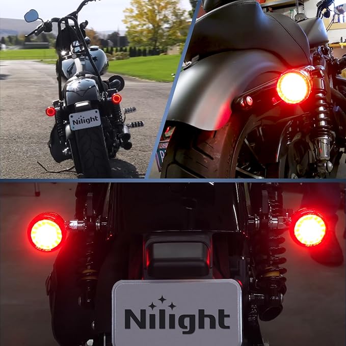 Nilight LED Turn Signal Rear Brake Running Lights 1157 Double Contacts Plug and Play for Harley Davidson Dyna Sportster Touring Street Glide Road King Iron 883