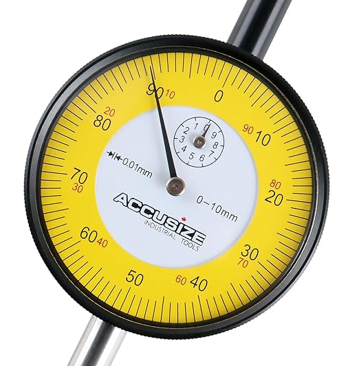 Accusize Industrial Tools 0-1mm x 0.01mm Plain Back IP54 Shockproof Metric Dial Indicator Premium Grade, P900-S002